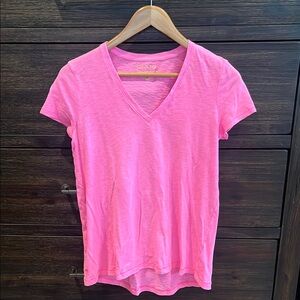 Lilly Pulitzer Bright Pink V-Neck Tee